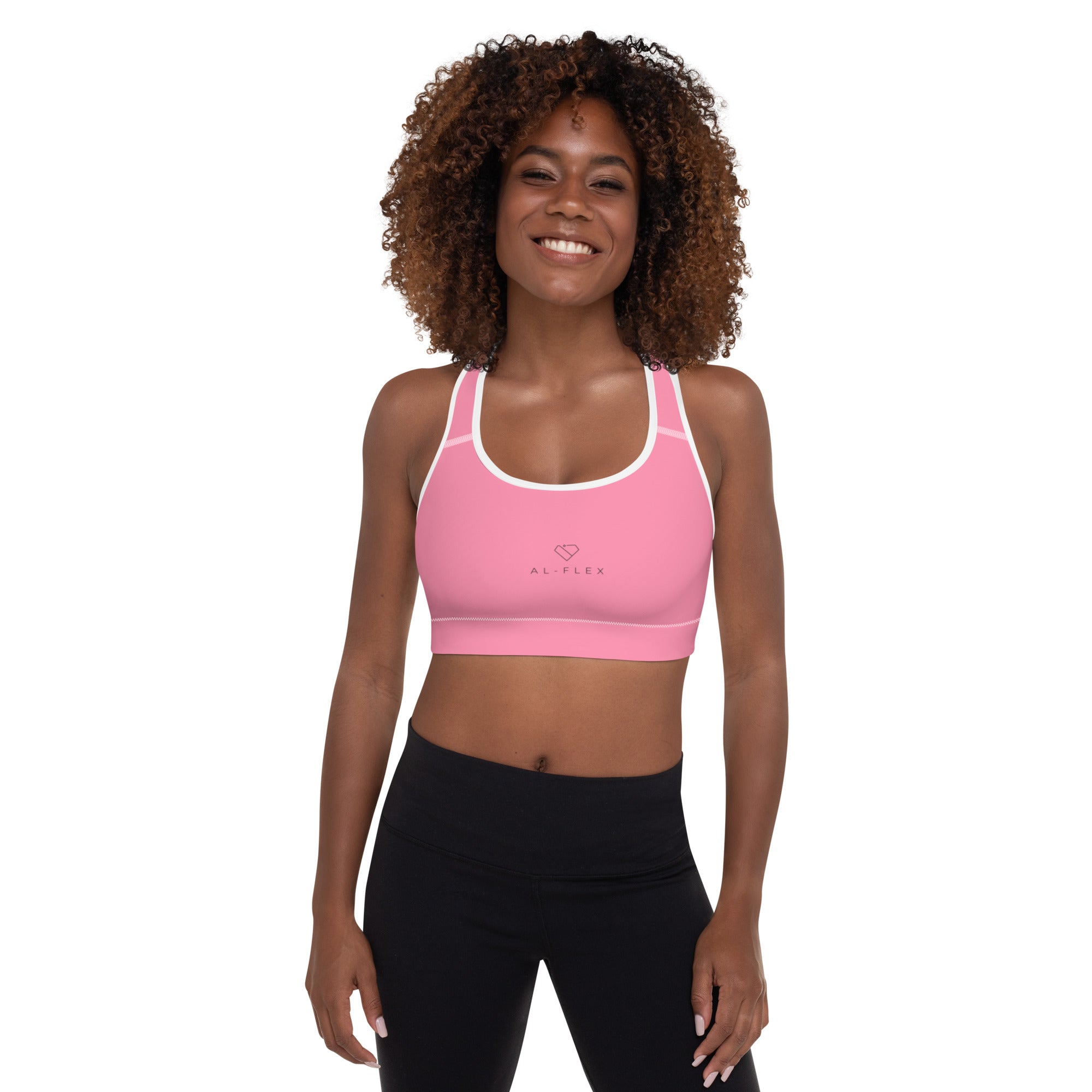 Allegra K Women's High Impact Workout Wirefree with Padded Sports Bra Pink  Small